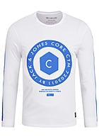 Jack and Jones Longsleeve COOL CREW NECK 12093147 C Print Langarm Shirt weiss blau - Art.-Nr.: 15070618