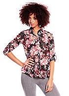 Hailys Damen Bluse LORRIE AM-0315137NO9FW Blumen Muster Turn-Up Ärmel rosa schwarz - Art.-Nr.: 15080999