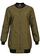 JDY by ONLY Damen Nylon Longform Bomber Jacke 2 Taschen dunkel olive - Art.-Nr.: 16070710