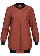 JDY by ONLY Damen Nylon Longform Bomber Jacke 2 Taschen henna rot - Art.-Nr.: 16070711