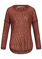 ONLY Damen Sweater offene Kanten teils transparent henna rot - Art.-Nr.: 16070718