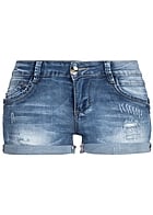 Seventyseven Lifestyle Short Damen Jeans Short Destroy Look 5-Pockets medium blau denim - Art.-Nr.: 17031910