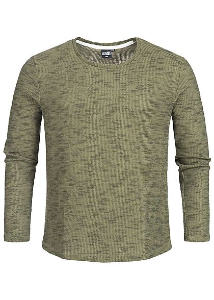 Hailys Herren Sweater Struktur-Stoff khaki grn - Art.-Nr.: 18124152