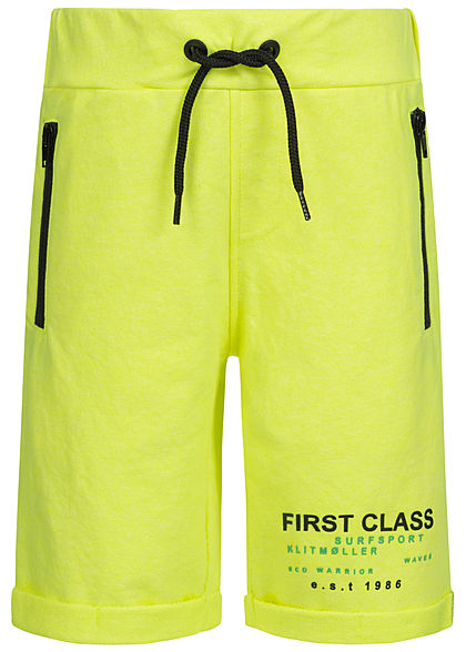 Name It Kids Jungen Melange Sweat Shorts 2-Zip-Pockets Tunnelzug safety neon gelb - Art.-Nr.: 20041728