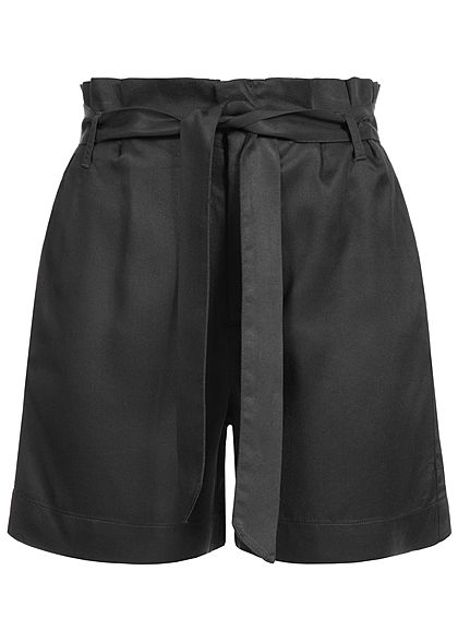 ONLY Damen High Waist Paperbag Shorts inkl. Bindegrtel 2-Pockets schwarz - Art.-Nr.: 20052188