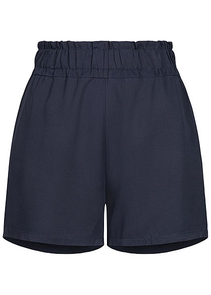 Fresh Lemons Dames Viscose Paperbag Shorts 2-Pockets navy blauw - Art.-Nr.: 20055146