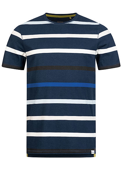 ONLY & SONS Herren T-Shirt Kontrast Streifen Muster dresses dunkel blau - Art.-Nr.: 20073685