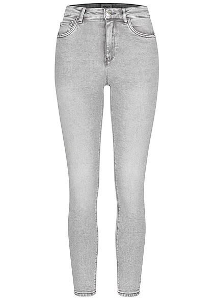 ONLY Dames NOOS Ankle Skinny Stretch Jeans Broek High-Waist 5-Pockets licht grijs denim - Art.-Nr.: 20120434