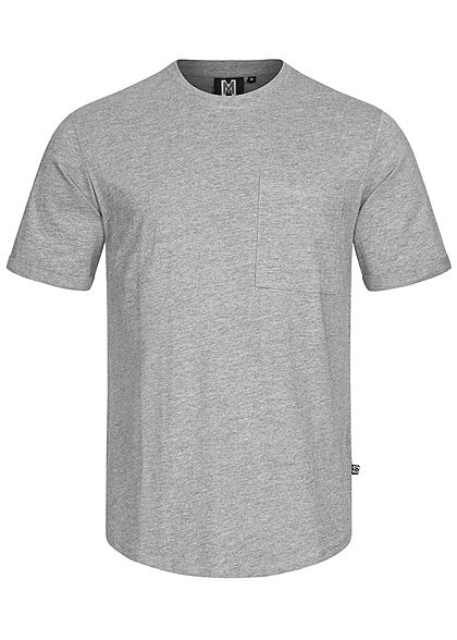 Hailys Herren Basic T-Shirt mit Brusttasche grau melange - Art.-Nr.: 21020778