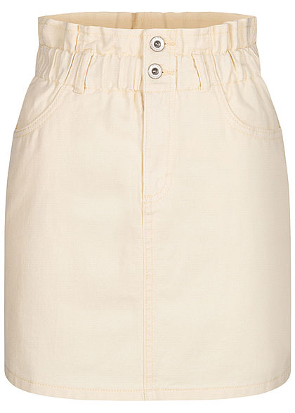 ONLY Dames Minirokken met hoge taille en 2 zakken denim beige - Art.-Nr.: 21030924