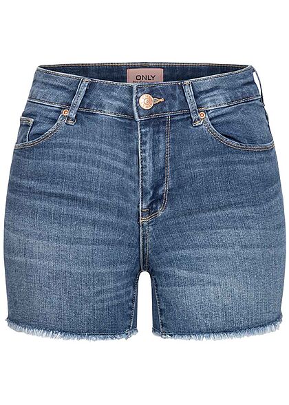 ONLY Dames NOOS Jeans Shorts 5-Pockets Mid-Waist donker blauw denim - Art.-Nr.: 21052160