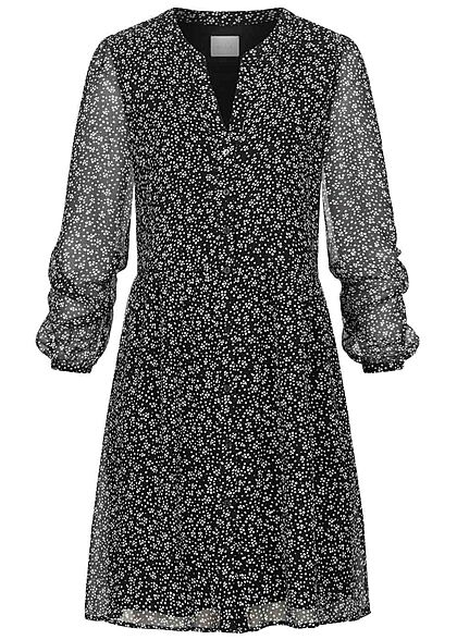 VILA Dames NOOS V-Hals Chiffon Dress Points Print zwart - Art.-Nr.: 21093978