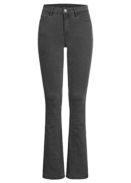 VILA Dames NOOS Jeans Broek met wijde pijpen en 5 zakken zwart - Art.-Nr.: 22020473