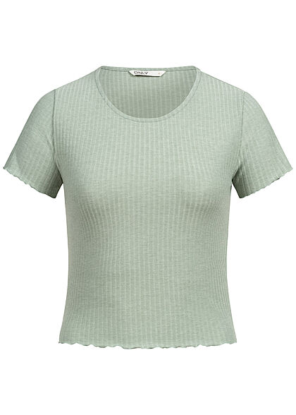 ONLY Dames NOOS T-shirt met ruches groen - Art.-Nr.: 22030624