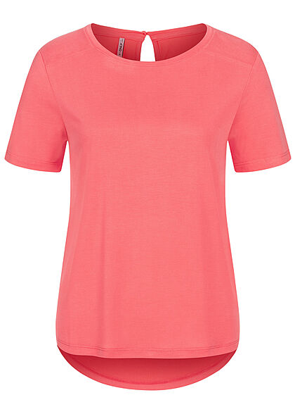 ONLY Damen T-Shirt Top mit Rundhals coral rosa - Art.-Nr.: 22040413