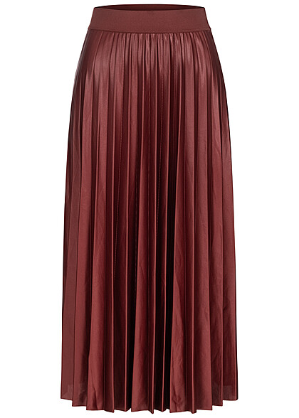 VILA Dames Geplooide rok met elastiek in tailleband roodbruin - Art.-Nr.: 22050288
