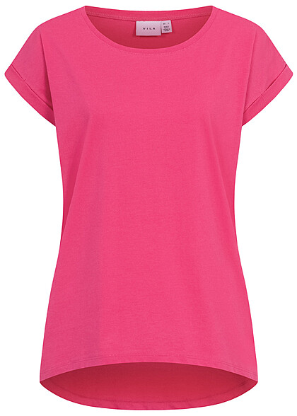 VILA Dames NOOS T-shirt met mouwomslag mullet roze - Art.-Nr.: 23020007