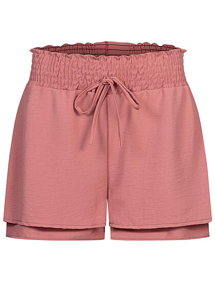 Cloud5ive Damen Musselin Shorts 2-Lagig mit Gummibund rosa braun - Art.-Nr.: 23066093