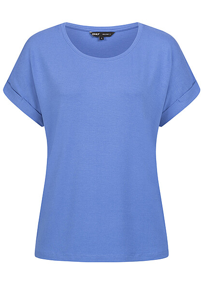 ONLY Dames NOOS T-Shirt met omgeslagen mouwen blauw - Art.-Nr.: 24010048