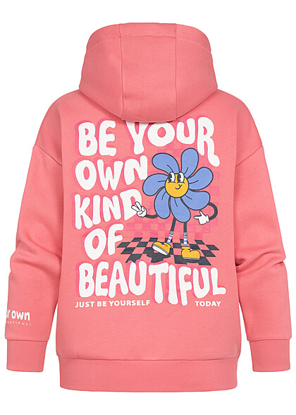 Sublevel Damen Hoodie mit Be Yourself Today Print hinten 2-Pockets confetti pink