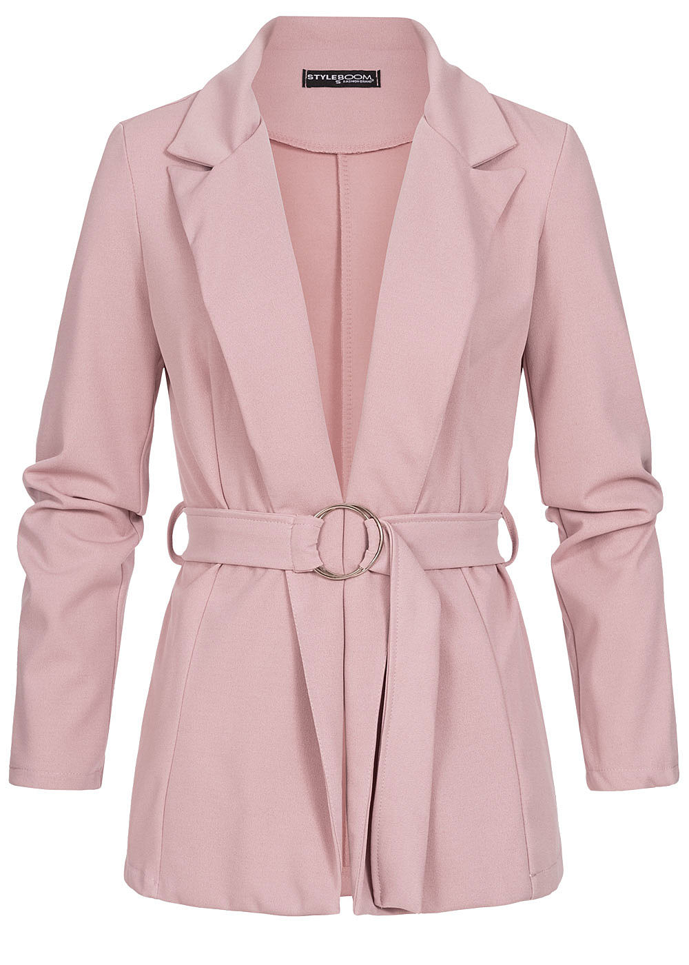 Styleboom Fashion Damen Blazer mit Bindegürtel old rosa Styleboom Fashion Damen Blazer mit Bindegürtel old rosa