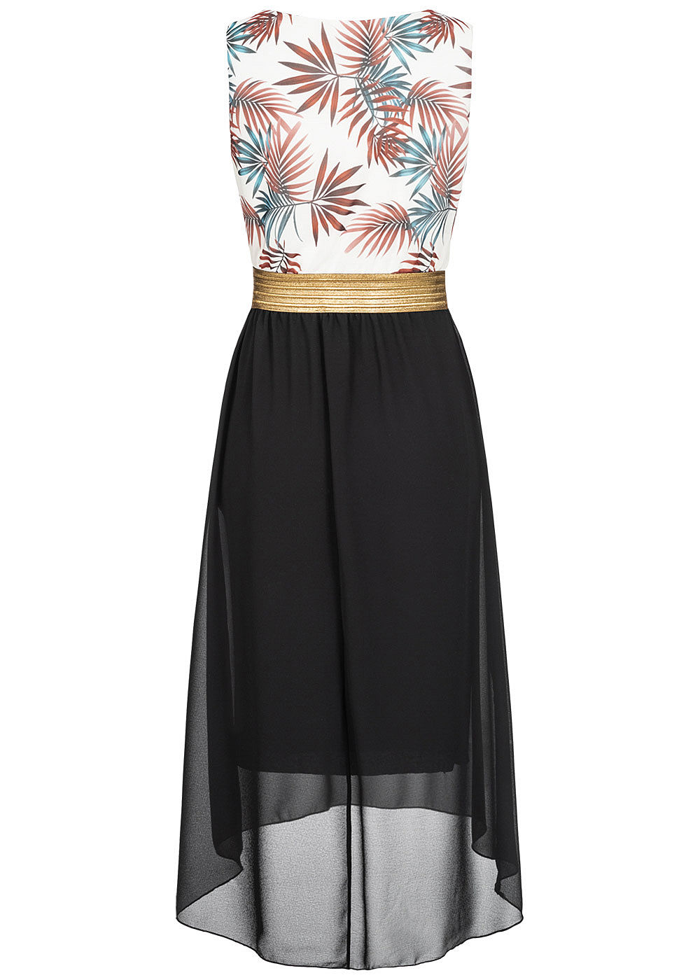 Fresh Lemons Damen 2-Tone Maxi Kleid Tropical Print ...