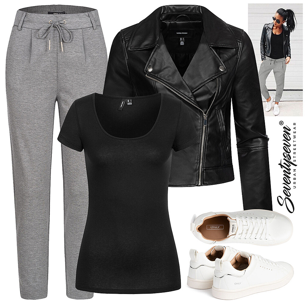 Trendy leren jas Outfit 23695