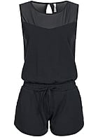 Urban Classics Dames Jumpsuit met Ronde Hals, 2 Ritszakken en Tunnelkoord zwart