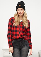 Urban Classics Dames omgeslagen blouse met ruitjesmotief zwart rood
