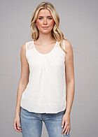 Cloud5ive Damen Chiffon Top mit Spitzendetails weiss