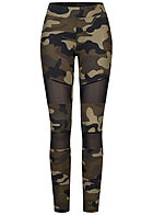 Urban Classics Dames Mesh Leggings met elastische tailleband hout camouflage