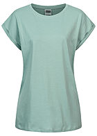 Urban Classics Dames T-Shirt met brede schouders mint turkoois