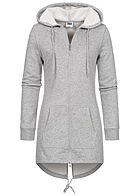 Urban Classics Dames Rits-Hoodie met 2 zakken lichtgrijs