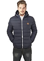 Urban Classics Herren Winter Steppjacke mit Kapuze und 2-Pockets navy blau weiss