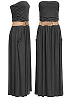 Styleboom Fashion Dames Longform Bandeau Jurk 2-Pockets zwart