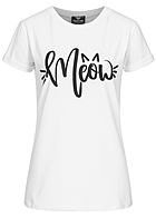 Cloud5ive Damen T-Shirt Meow Print weiss schwarz