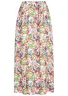 Vero Moda Damen Longform Rock Schlitze seitlich Tropical Print snow weiss multicolor