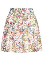 Vero Moda Damen Mini Falten Rock Tropical Print snow weiss multicolor