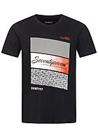 Seventyseven Lifestyle Herren T-Shirt Colorblock Logo Print schwarz weiss rot