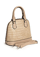 Styleboom Fashion Damen Mini Handtasche Schlangenhaut Optik ca. 24x19cm beige