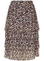 Fresh Lemons Dames Midi Rok Leo Print bruin beige