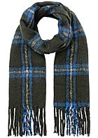 ONLY Damen groer Fransen Schal Karo Muster 40x195cm forest night oliv grn blau