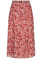 Styleboom Fashion Damen Longform Chiffon Rock Blumen Muster 2-lagig rosa