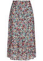 Styleboom Fashion Damen Longform Chiffon Rock Blumen Muster 2-lagig jade grn