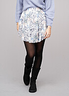 Styleboom Fashion Damen Mini Stufenrock 2-lagig Blumen Muster blau weiss