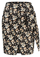 Fresh Lemons Dames Mini Wikkelrok Bloemen Print zwart multicolor