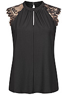 Cloud5ive Dames Blouse Top met kanten details en vleugelmouwen zwart