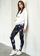 Urban Classics Dames Leggings Mesh bloemenprint zwart grijs