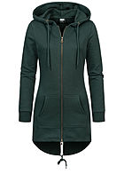 Urban Classics Dames Rits-Hoodie met 2 zakken donkergroen