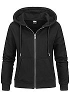 Urban Classics Dames Rits-Hoodie met 2 zakken zwart